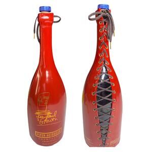 1990 Piper Heidsieck Red Lace Up Corset‎ Sleeve Empty Bottle Jean Paul Gaultier